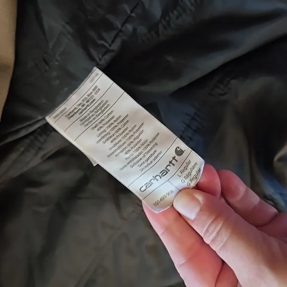 Carhartt Thrashed Men's L Tan Jacket 14806 Quilted Lining Heavy Duty Coat